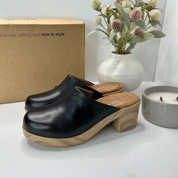 SoftWalk Felida Leather Clog Slip On Comfort Shoe Black S2405-001 Women's 6.5 M - Picture 3 of 13